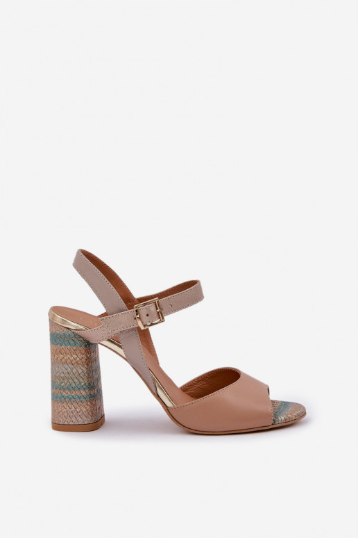 Pelle Stile elegante sandali con i tacchi Laura Messi 2136 beige Pelle Stile elegante sandali con i tacchi Laura Messi 2136 beige