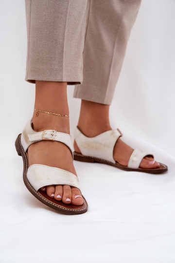 Sandali in pelle liscia da donna Zazoo 3014 color oro consumato 2
