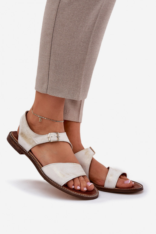 Pelle Sandali bassi da donna Zazoo 3014 colore dorato Przecierany Pelle Sandali bassi da donna Zazoo 3014 colore dorato Przecierany