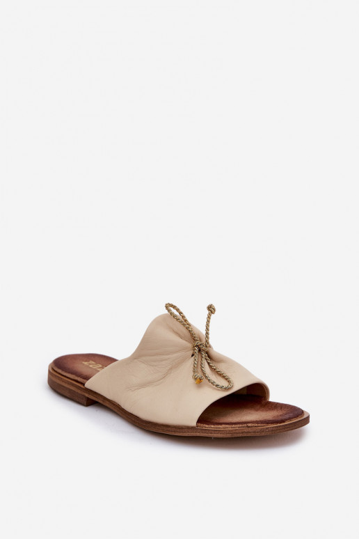 Zazoo 2659 Pantofole in pelle Femminile beige Zazoo 2659 Pantofole in pelle Femminile beige