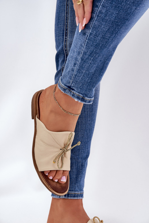 Zazoo 2659 Pantofole in pelle Femminile beige Zazoo 2659 Pantofole in pelle Femminile beige