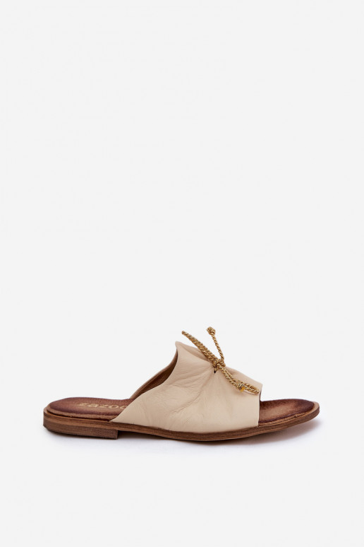 Zazoo 2659 Pantofole in pelle Femminile beige Zazoo 2659 Pantofole in pelle Femminile beige