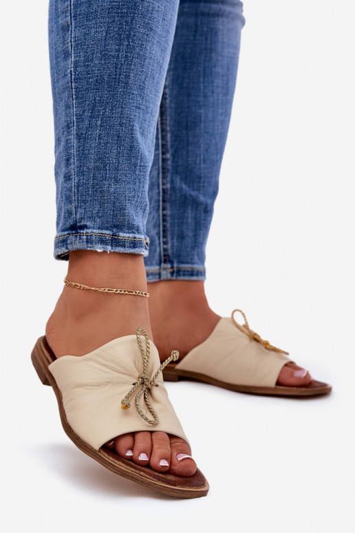 Zazoo 2659 Pantofole in pelle Femminile beige Zazoo 2659 Pantofole in pelle Femminile beige