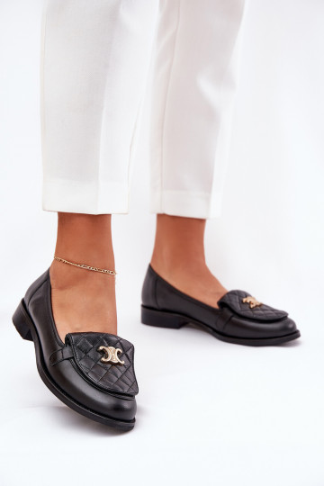 Mocassini in pelle con dettagli color oro Laura Messi 2927 color nero