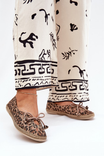 Ballerine in pelle liscia con stampa leopardata Zazoo 10179 color marrone