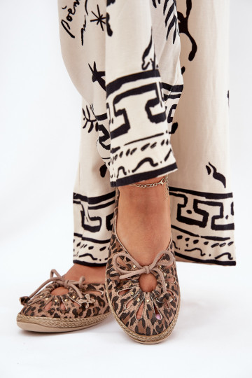 Ballerine in pelle liscia con stampa leopardata Zazoo 10179 color marrone 2