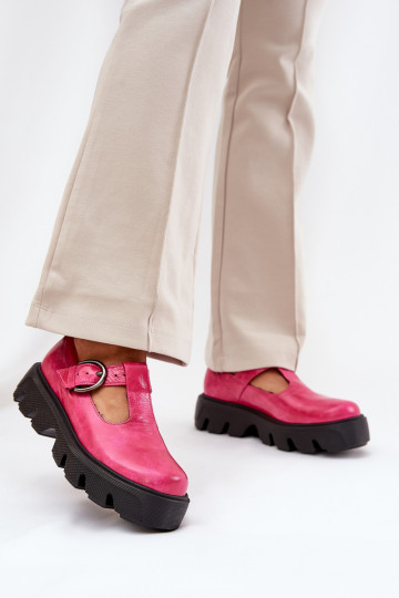con effetto vernice Pelle scarpe con fibbie Zazoo 20183 colore rosa