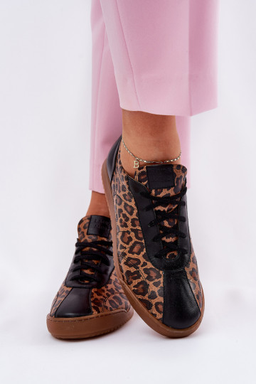 Sneakers in pelle da donna con stampa leopardata Laura Messi 2935 marroni 2