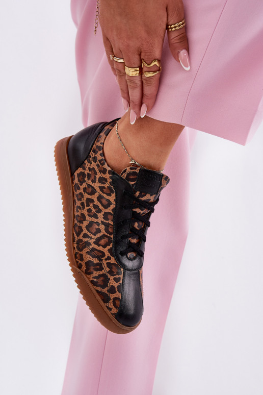 Pelle scarpe da ginnastica Femminile con motivi di pelliccia di leopardo Laura Messi 2935 colore marrone Pelle scarpe da ginnastica Femminile con motivi di pelliccia di leopardo Laura Messi 2935 colore marrone