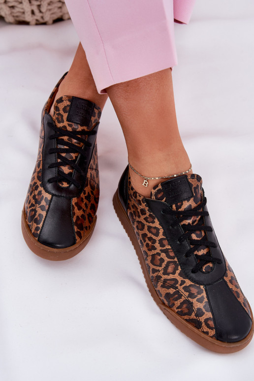 Pelle scarpe da ginnastica Femminile con motivi di pelliccia di leopardo Laura Messi 2935 colore marrone Pelle scarpe da ginnastica Femminile con motivi di pelliccia di leopardo Laura Messi 2935 colore marrone