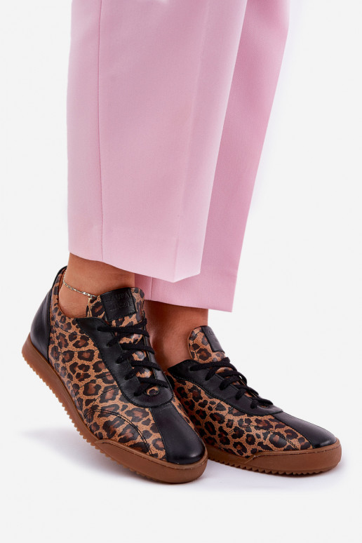 Pelle scarpe da ginnastica Femminile con motivi di pelliccia di leopardo Laura Messi 2935 colore marrone Pelle scarpe da ginnastica Femminile con motivi di pelliccia di leopardo Laura Messi 2935 colore marrone