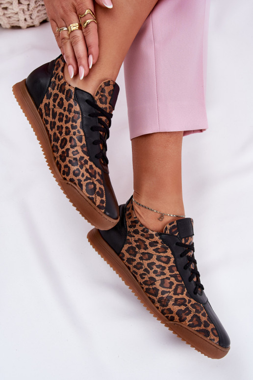 Pelle scarpe da ginnastica Femminile con motivi di pelliccia di leopardo Laura Messi 2935 colore marrone Pelle scarpe da ginnastica Femminile con motivi di pelliccia di leopardo Laura Messi 2935 colore marrone