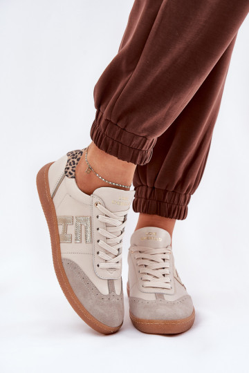 Sneakers in pelle da donna con stampa leopardata CheBello 4640 sabbia 2