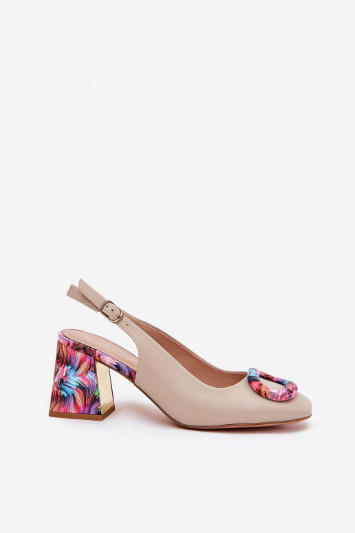 Pelle Sandali con tacco alto da donna D&A CR51-002 beige