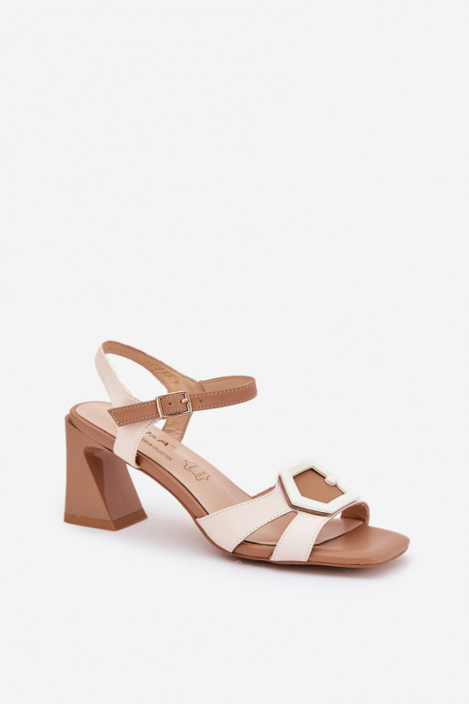 Stile elegante Pelle Sandali con tacco alto da donna D&A MR38-570 beige