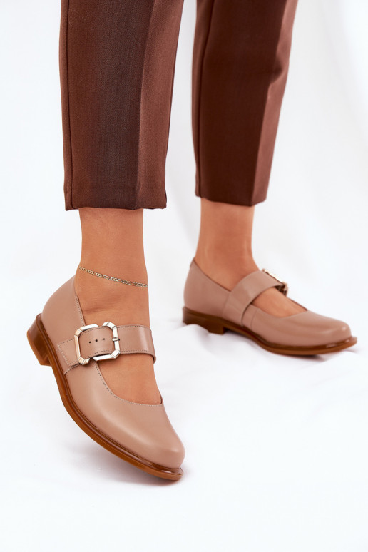 Pelle scarpe Femminile con fibbie Laura Messi 2980 beige Pelle scarpe Femminile con fibbie Laura Messi 2980 beige