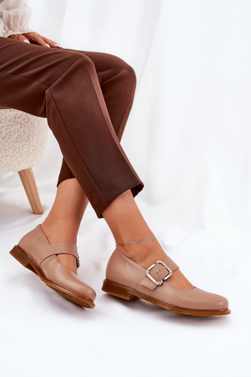 Pelle scarpe Femminile con fibbie Laura Messi 2980 beige Pelle scarpe Femminile con fibbie Laura Messi 2980 beige