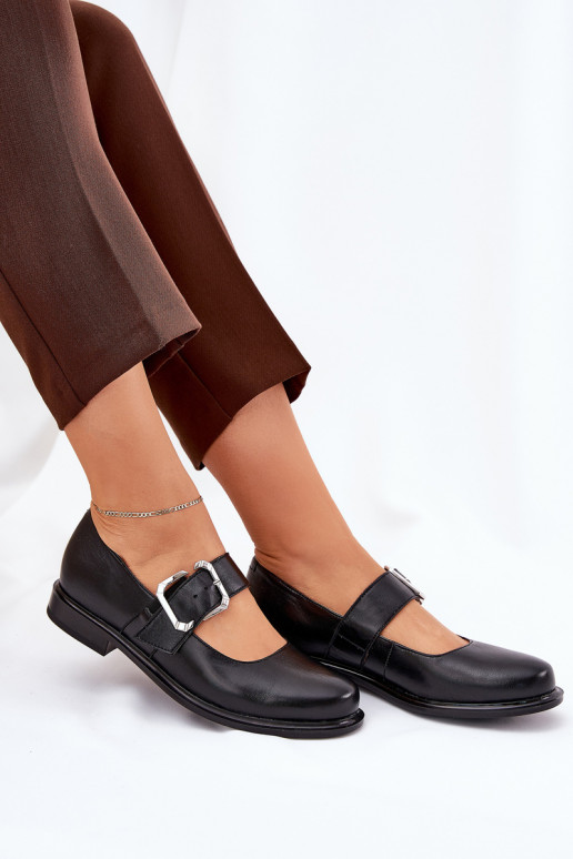 Pelle scarpe Femminile con fibbie Laura Messi 2980 colore nero