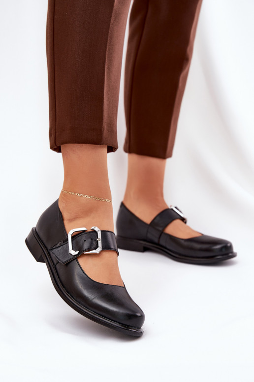 Pelle scarpe Femminile con fibbie Laura Messi 2980 colore nero