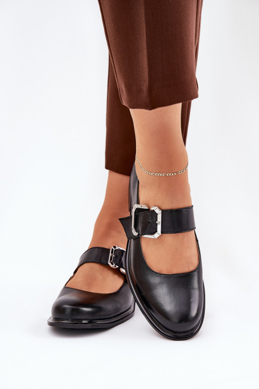 Pelle scarpe Femminile con fibbie Laura Messi 2980 colore nero