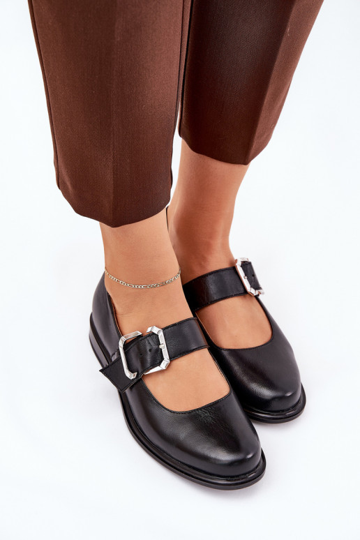 Pelle scarpe Femminile con fibbie Laura Messi 2980 colore nero
