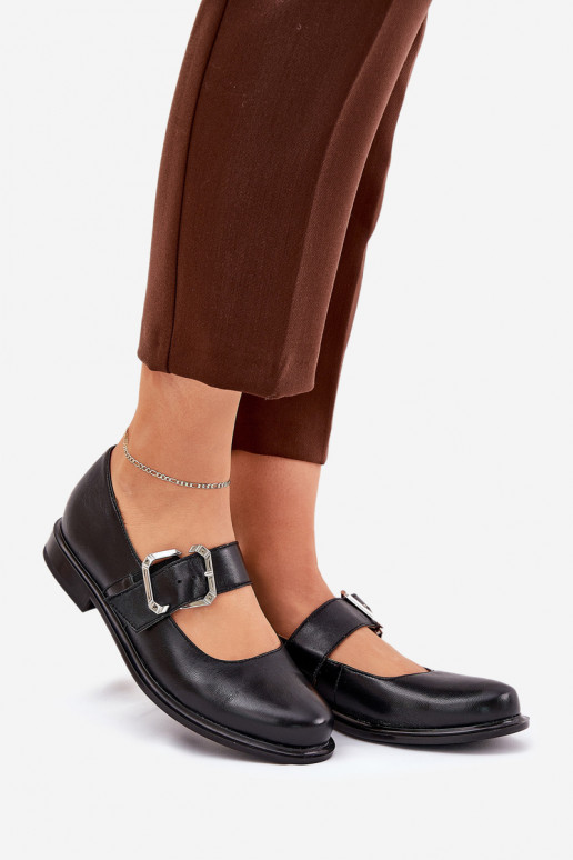 Pelle scarpe Femminile con fibbie Laura Messi 2980 colore nero