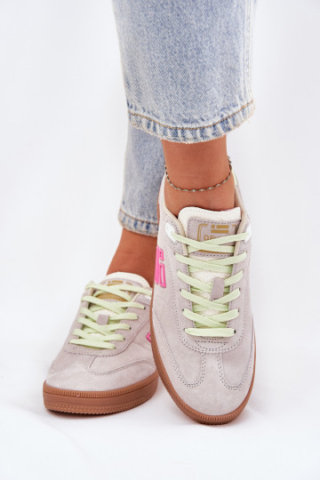 Sneakers in camoscio da donna D.Franklin DFSH387005 bianco chiaro 2