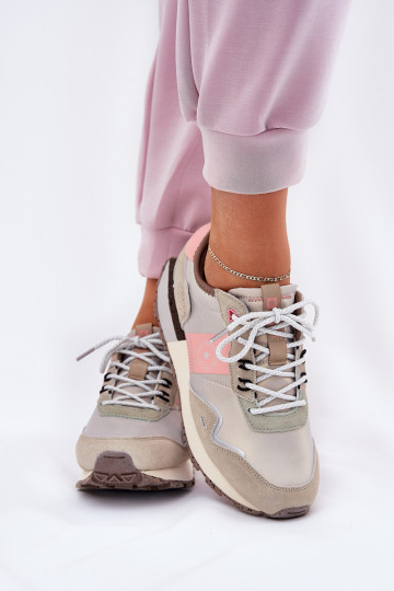 Scarpe sportive in camoscio da donna Big Star RR274243 HI-POLY SYSTEM color rosa-grigio 2