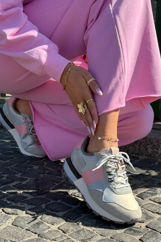 dalla pelle scamosciata Scarpe modello sneakers Femminile Big Star RR274243 HI-POLY SYSTEM grigio-colore rosa