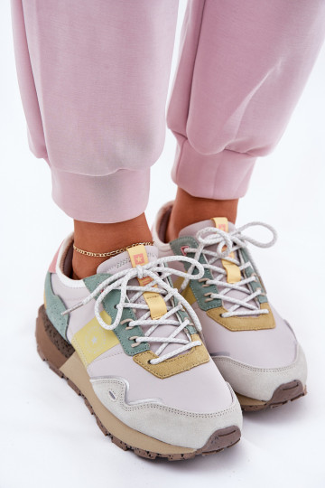 Scarpe sportive in camoscio da donna Big Star RR274244 HI-POLY SYSTEM color giallo-grigio