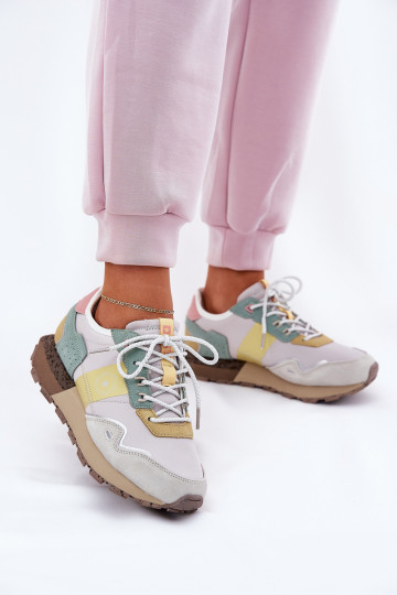 Scarpe sportive in camoscio da donna Big Star RR274244 HI-POLY SYSTEM color giallo-grigio 2