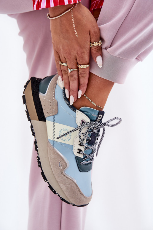 dalla pelle scamosciata Scarpe modello sneakers Femminile Big Star RR274245 HI-POLY SYSTEM grigio-colore blu dalla pelle scamosciata Scarpe modello sneakers Femminile Big Star RR274245 HI-POLY SYSTEM grigio-colore blu