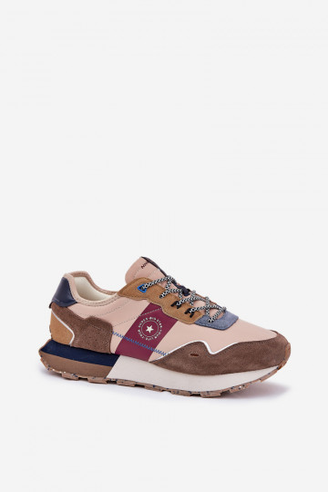 Scarpe sportive in camoscio da uomo con piattaforma Big Star RR174475 Hi-Poly System color sabbia