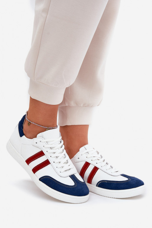 Zazoo N1068 Pelle Basso Scarpe modello sneakers Femminile Bianco-blu scuro Zazoo N1068 Pelle Basso Scarpe modello sneakers Femminile Bianco-blu scuro