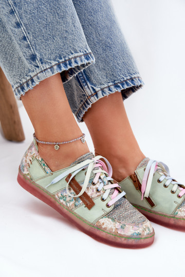 Pelle scarpe Femminile Deveciejka 06791-09 verde chiaro