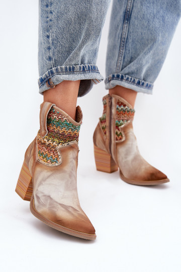 Pelle stivali stile coAboy con i tacchi decorare Plecionką Deveciejka 06810-29 Colori differenti 2