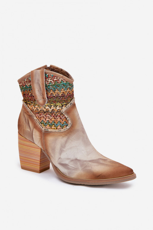 Pelle stivali stile coAboy con i tacchi decorare Plecionką Deveciejka 06810-29 Colori differenti