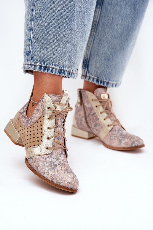 Pelle Stivali Calzature Deveciejka 05541-04 beige-colore dorato