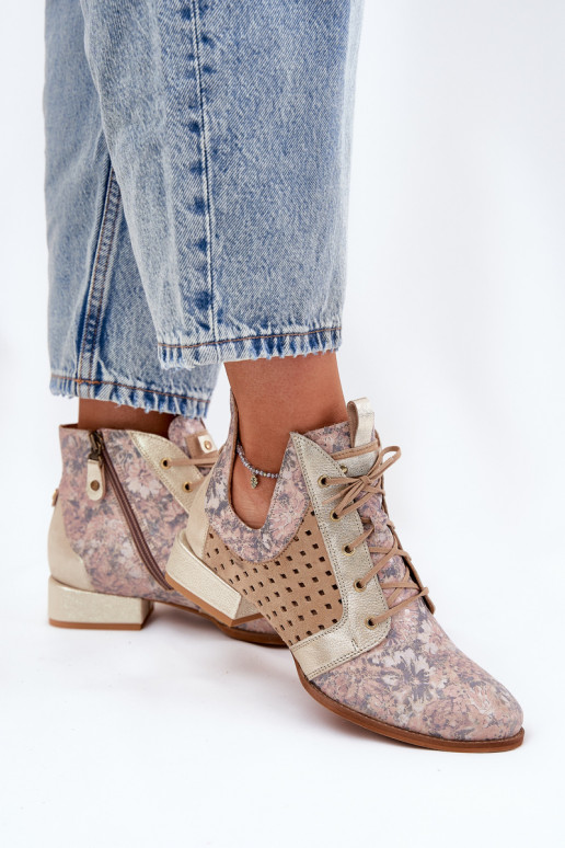 Pelle Stivali Calzature Deveciejka 05541-04 beige-colore dorato