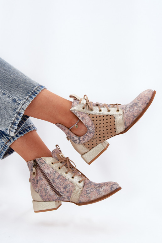 Pelle Stivali Calzature Deveciejka 05541-04 beige-colore dorato