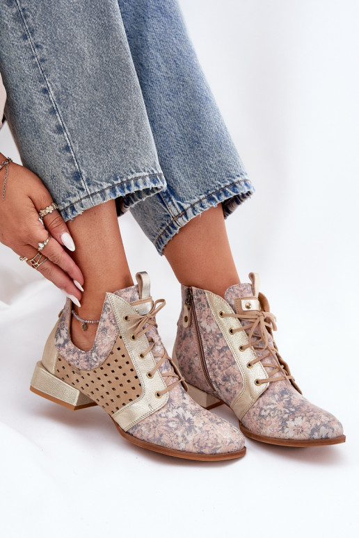 Pelle Stivali Calzature Deveciejka 05541-04 beige-colore dorato