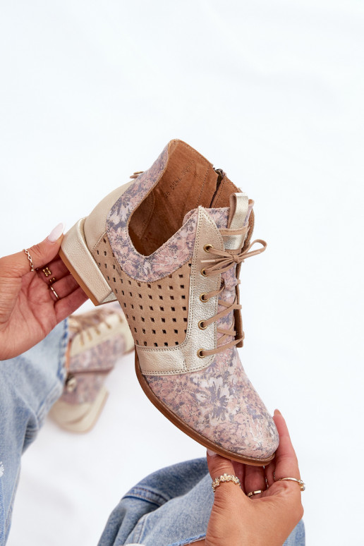 Pelle Stivali Calzature Deveciejka 05541-04 beige-colore dorato