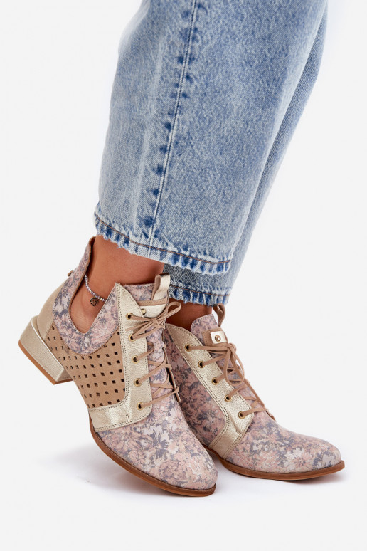 Pelle Stivali Calzature Deveciejka 05541-04 beige-colore dorato