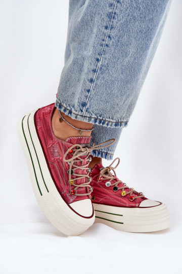 Scarpe per il tempo libero con una piattaforma GOE RR2N4104 colore rosso