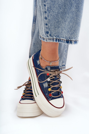 Scarpe per il tempo libero con una piattaforma GOE RR2N4103 blu scuro