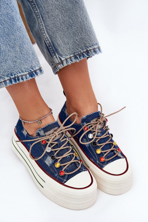 Scarpe per il tempo libero con una piattaforma GOE RR2N4103 blu scuro Scarpe per il tempo libero con una piattaforma GOE RR2N4103 blu scuro