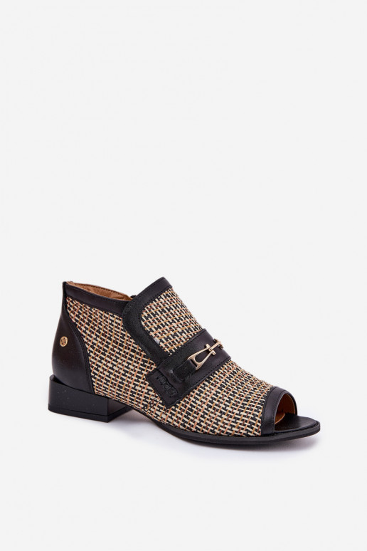 Pelle Stivali da donnaOdkrytymi Palcami Deveciejka 06934-39/00-1 Nero e-beige Pelle Stivali da donnaOdkrytymi Palcami Deveciejka 06934-39/00-1 Nero e-beige