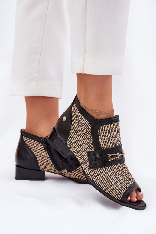 Pelle Stivali da donnaOdkrytymi Palcami Deveciejka 06934-39/00-1 Nero e-beige Pelle Stivali da donnaOdkrytymi Palcami Deveciejka 06934-39/00-1 Nero e-beige