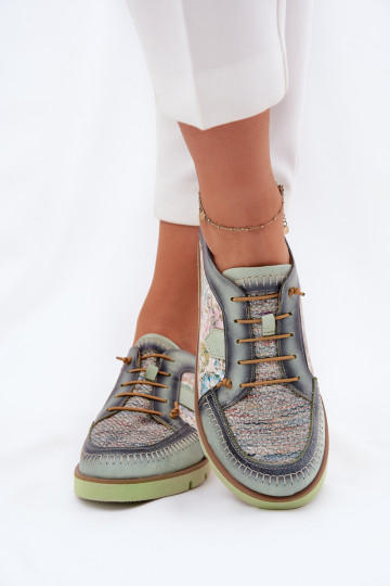 Scarpe in pelle da donna a fantasia Tai turiciejka 06784-09 verdi