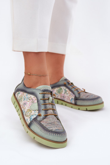 Scarpe in pelle da donna a fantasia Tai turiciejka 06784-09 verdi 2